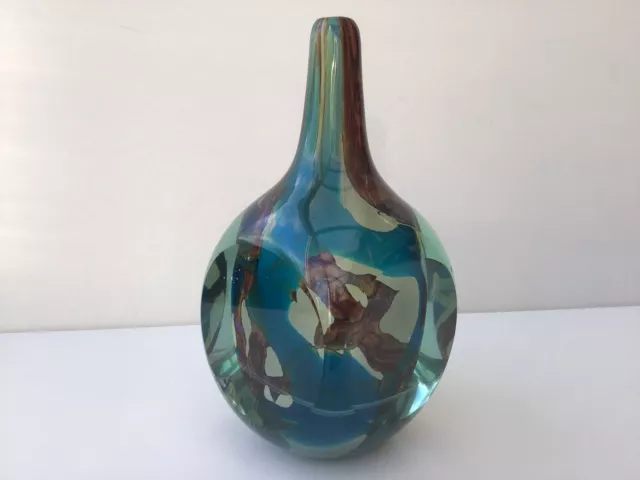 Mdina Stunning Maltese Heavy Art Glass 'Tiger' Cube Vase signed and dated 1980