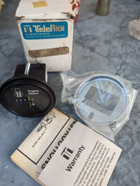 Teleflex Engine Hour Meter 2" Round NOS with Instructions 12-24v