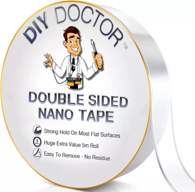 DIY Doctor Multi-Functional Double Sided Nano Tape - Huge 5m x 30mm Roll -