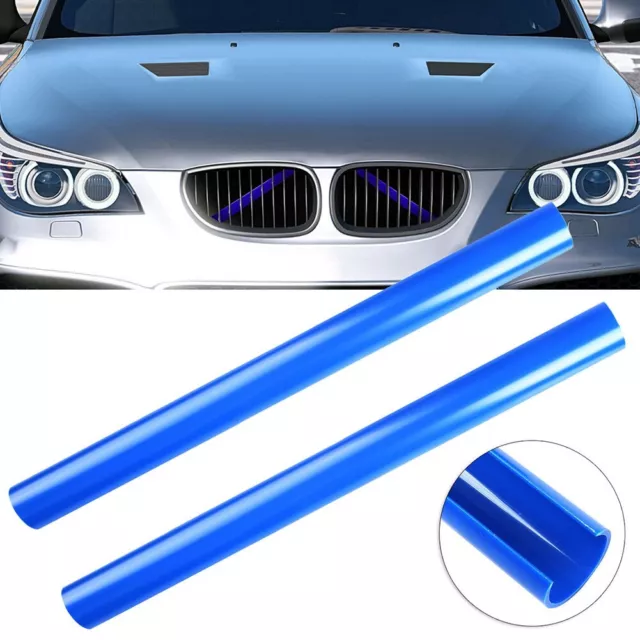Fluorescent Blue Grille Trim Strips for BMW E60 Easy Installation 2 Pcs