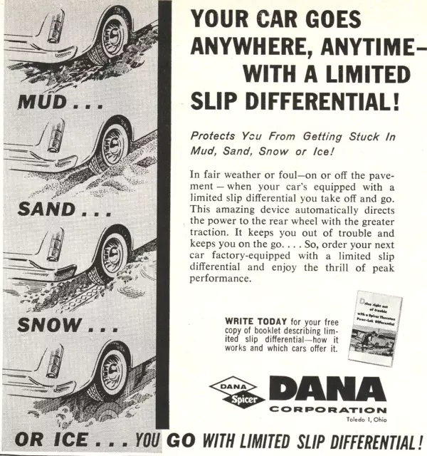 Print Ad VTG 1962 Dana Spicer Limited Slip Differential