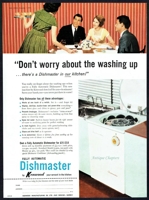 Kenwood Dishmaster Dishwasher 1959 Advertisement Ad F486