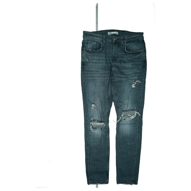 PANTALONI JEANS ZARA donna NUOVI a vita alta premium strappati in denim blu indaco EUR 29 27 PicClick IT