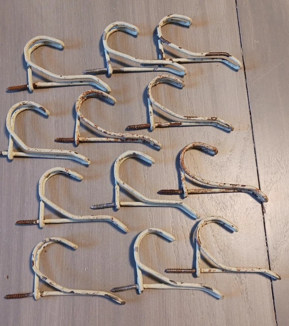 12 Vintage Metal Threaded Wire Hooks Coat hooks Farmhouse antique wire lot#1