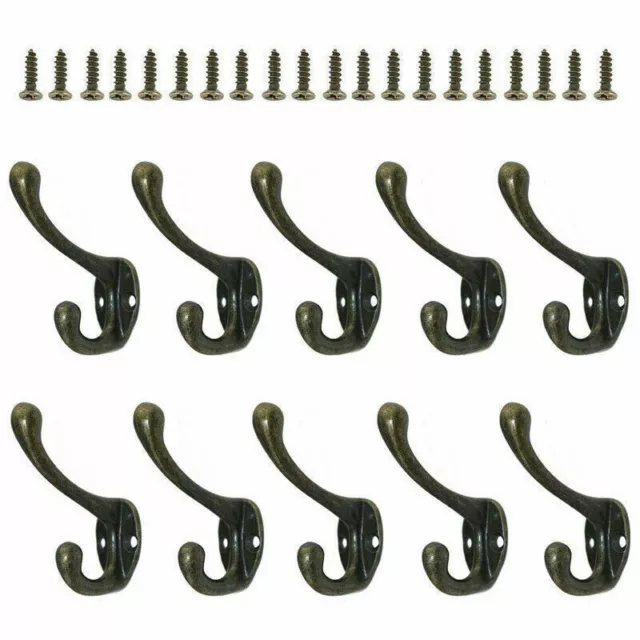 20X New Classic Antique Industrial Style Double Coat Hooks Cast Iron Hanger Hook