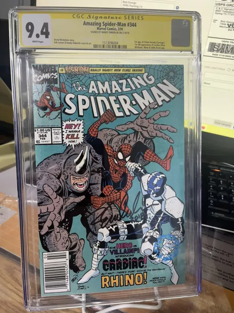 Amazing Spider Man 344 CGC SS 9.4 Randy Emberlin Signed 1st Appearance Carnage