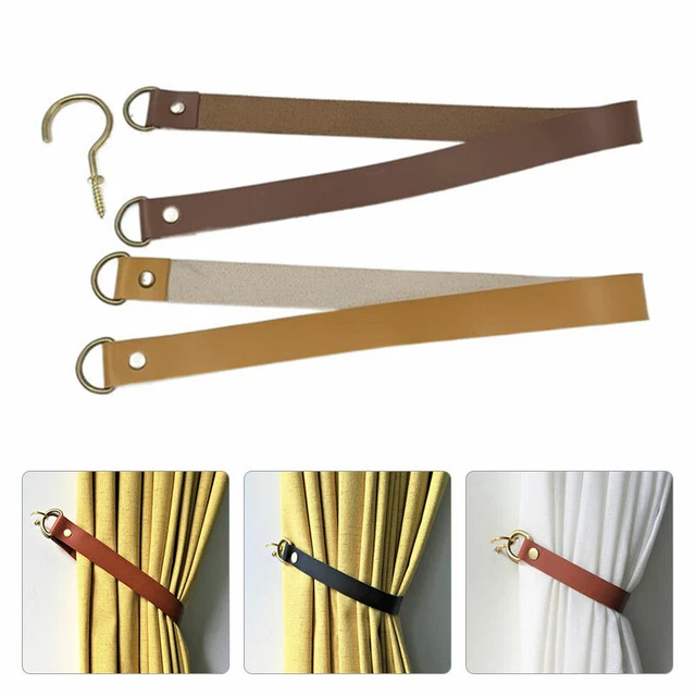 1PC PU Leather Rope Curtain Tieback Strap Curtain Tie Backs Buckle Window Decor