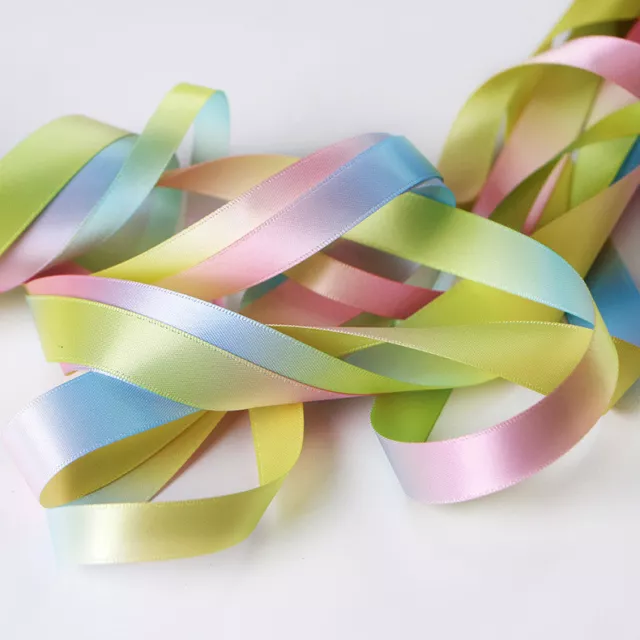 50yard Colorful Rainbow Double Side Trims Pastel Satin Grosgrain Ribbon Edge New