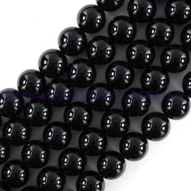 Fashion Natural 12mm black onyx agate round gemstone Loose Beads 15Inch AAA 2