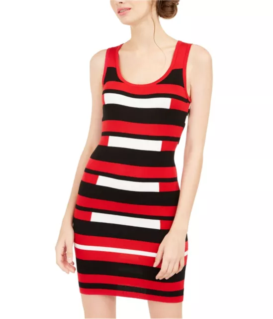 Planet Gold Womens Striped Bodycon Sweater Dress, Red, Medium