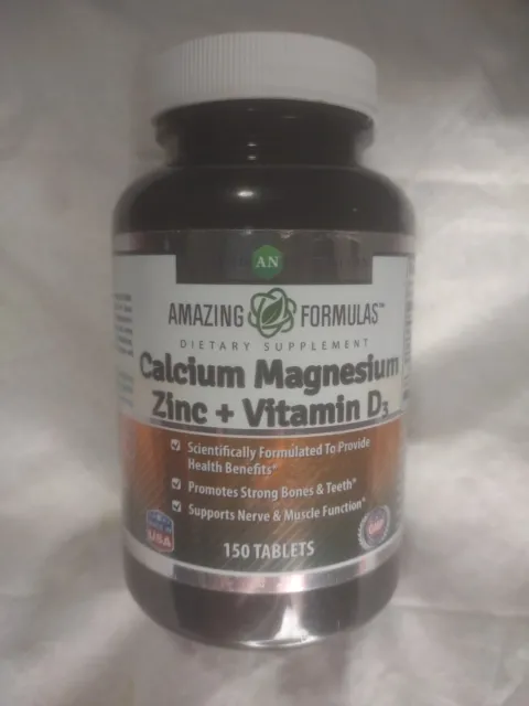 Amazing Formulas Calcium Magnesium Zinc + D3 150 Tabs Exp 7/25