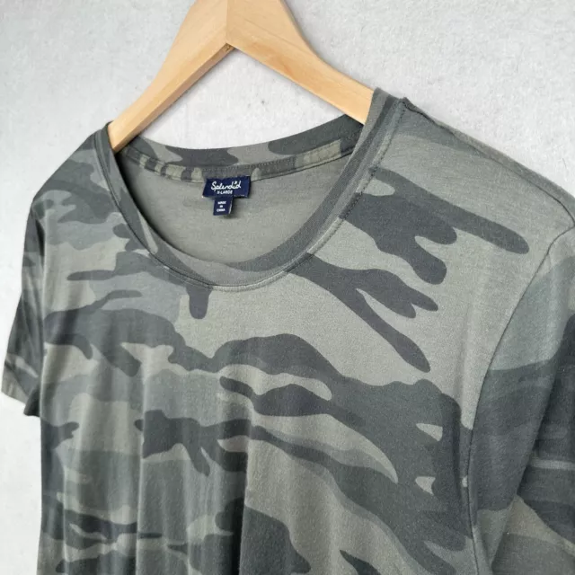 SPLENDID Top XL Cotton Modal Jersey Shirt Camo Crewneck Short Sleeve Gray 2