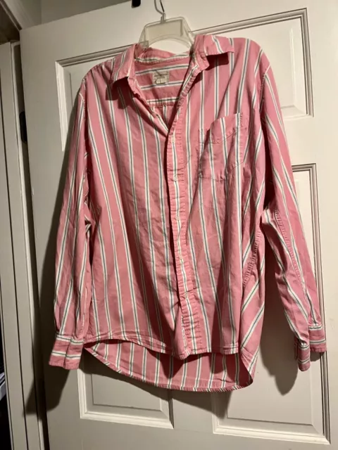 American Eagle Mens Large Pink Pinstripe Collared Dress Shirt