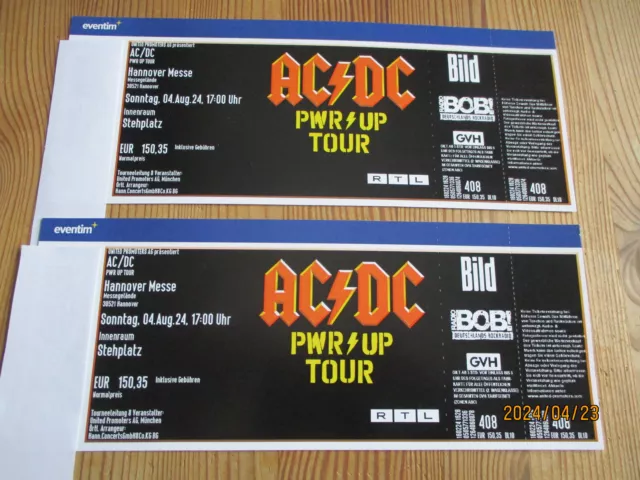 ACDC Hannover, Preis für 2 Tickets, Stehplatz Innenraum, Top