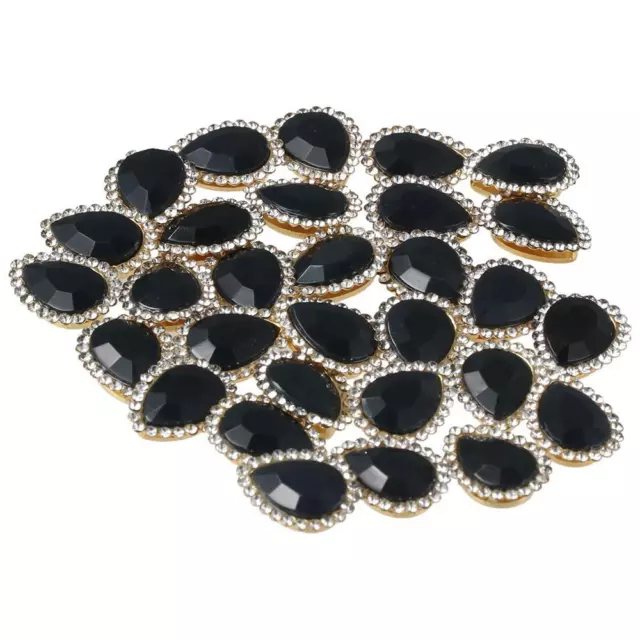 30Pcs Acrylic Rhinestone Buttons Black Blue Lace Applique  for DIY Crafts