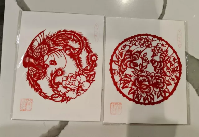 Beautiful Paper Cut Print Phoenix Birds Beijing Souvenir Gift Chinese New Year