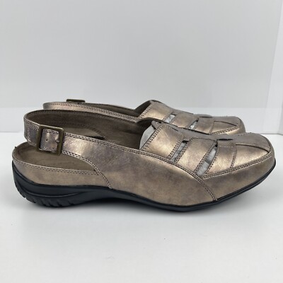 Easy Street Women Sportster Comfort Wave Golden  Slingback Shoes Loafer Sz 11 W