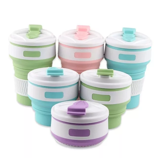 Silicone Collapsible Coffee Cup With Lid Reusable BPA Free Travel Foldable Mug