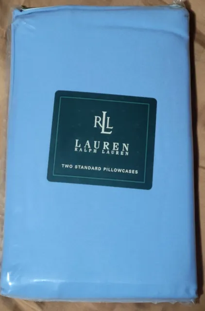 Nuevo con etiquetas Ralph Lauren Dos fundas de almohada azules estándar - ver tabla para el tono real