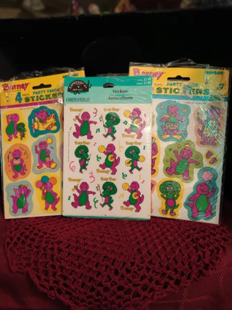 VINTAGE BARNEY AND Friends Stickers! 3 Sheets! $13.00 - PicClick