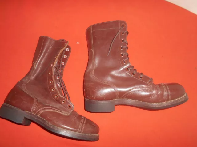 U.S.ARMY : Vintage Korean War Military Brown Leather Combat Jump Boots Size 7 W