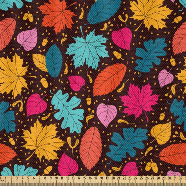 Autumn Fabric by yard satin Fall Leaves Maple Oak