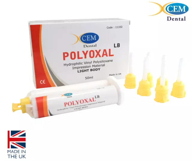 Polyoxal Dental Silicone Impression Material Light Body 50ML Cartridge UK Made