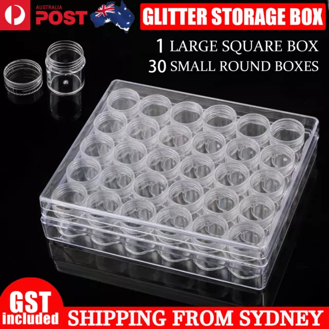 30 X Craft Plastic Mini Round Clear Container Box Bead Glitter Jar Storage Boxes