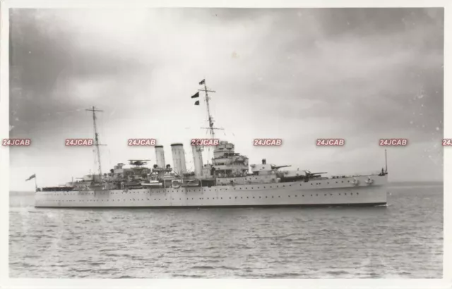 Photograph Royal Navy. HMS "London" Cruiser. Starboard. WW11. Fine! Oct, 1936