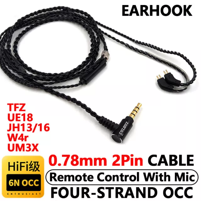 6N OCC HiFi Cable With Mic For TFZ UE18 JH13 JH16 W4R UM3X 1964 Ears Earphones 2