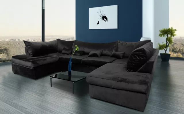 Back Large Corner U Shape Sofa Velour Velvet Fabric
