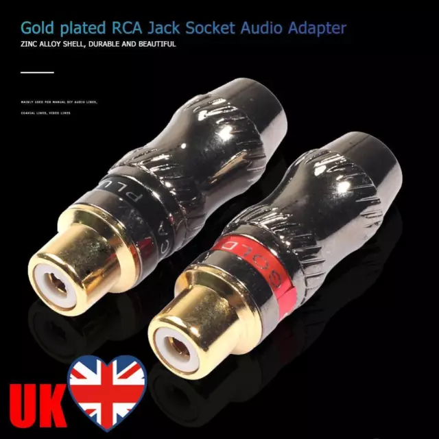 2pcs RCA Female Plug Solder Audio Video Adapter Connector Jack Cable Converters