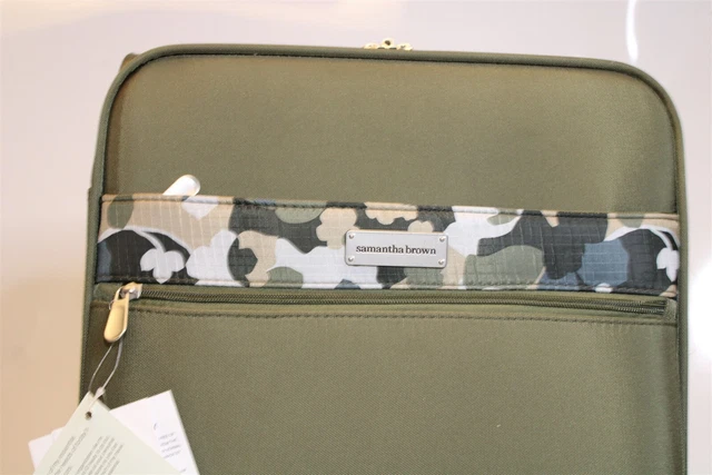 Samantha Brown NEW Olive Geo Camo 2PC Set Carry On/Tote Bag Luggage S7655-35-2PC 7