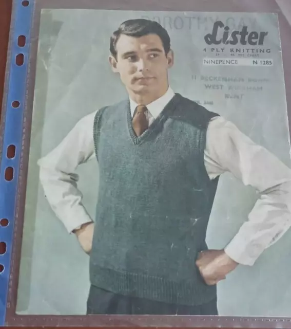 Lister N1285 Man`s sleeveless pullover in 4ply 34" - 44".