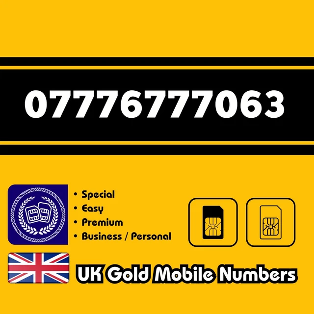 Gold Mobile Number Easy VIP Business Special Memorable UK O2 EE Voda 3 SIM Card