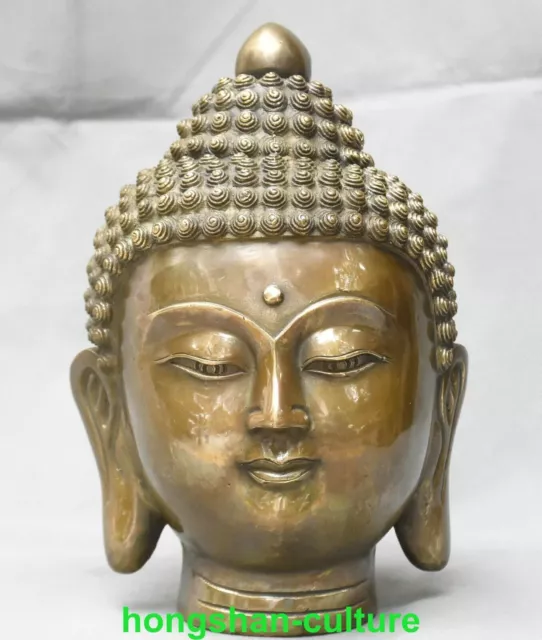 9 '' Bronze Bouddhisme Shakyamuni Sakyamuni Amitabha Statue de tête de bouddha