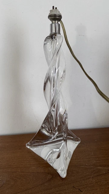 Pied De Lampe En Cristal Signé Lorraine - Forme Mouvementée - XXe Siècle | Objet Déco Vintage - Très Bon État