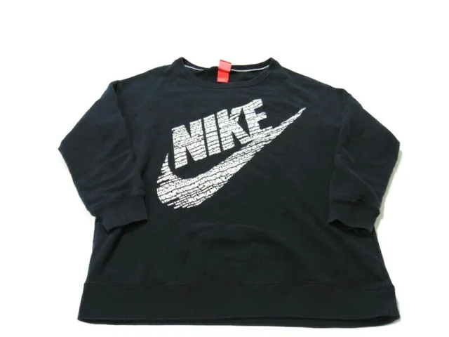 Nike Long Sleeve Rally BF Crew Neck Sweatshirt Black Nike Logo Spell Out Women L