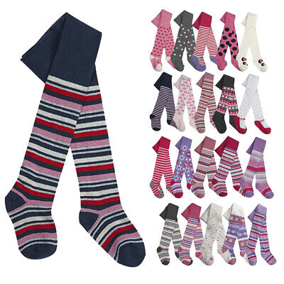 3 Pairs Baby Babies Girls Design Tights Cotton Rich Printed Warm Cosy Comfy