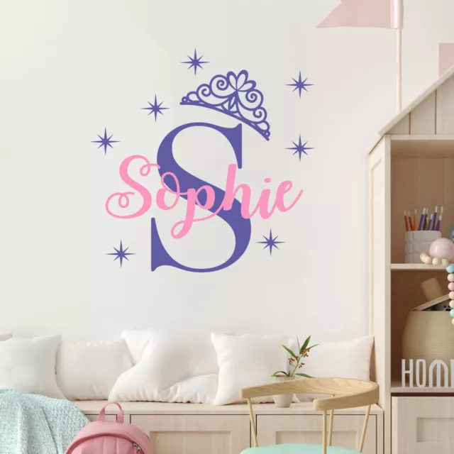 Personalised Name Wall Art Sticker Letter Baby Girls Bedroom Nursery Decal Cot