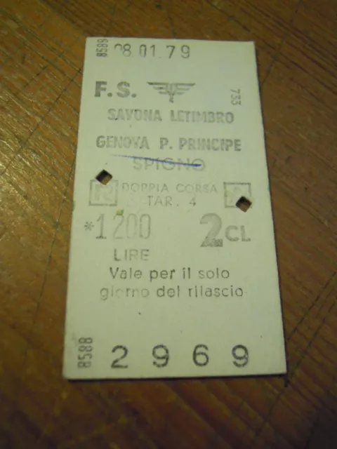 Biglietto Del Treno Cartonato - 1979 - Savona Genova Spigno -  4-232-5