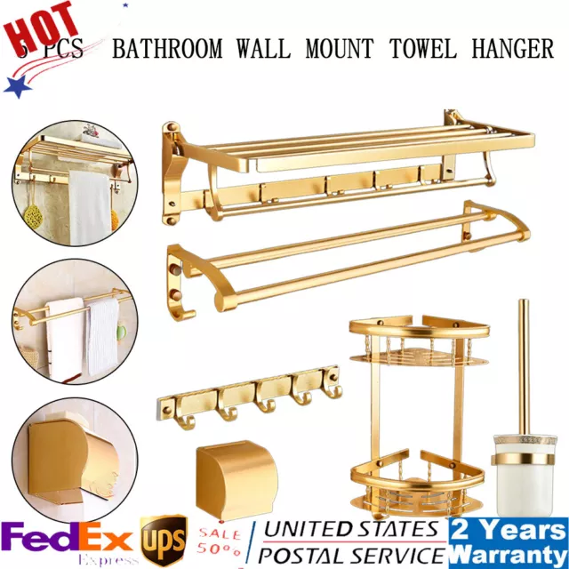 Bathroom Accessories Set, Wall Mounted Bath Toilet Hardware Towel Rack Bar Shelf