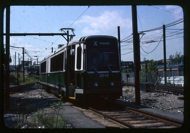 Trolley Slide - Boston MBTA #3514 LRV Train Car 1979 Cleveland Circle Yard