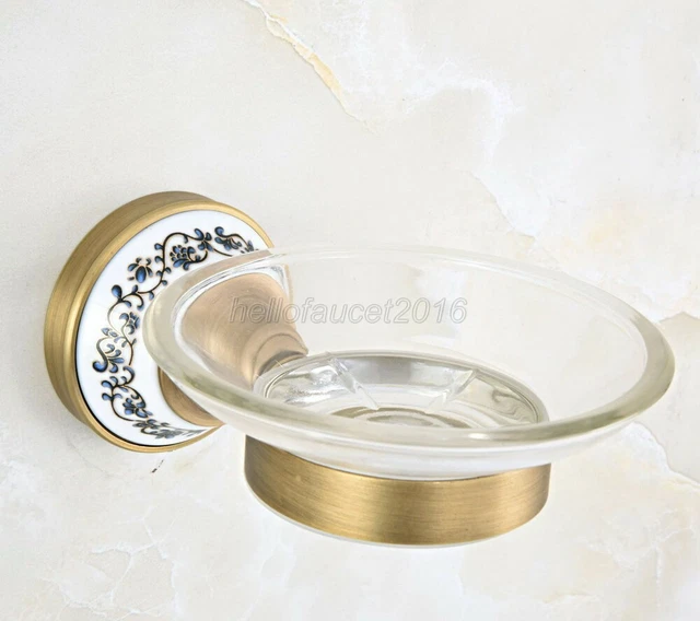 Modern Bathroom Soap Holder Antique Brass Glass Soap Dish & Holder Wall Mounted