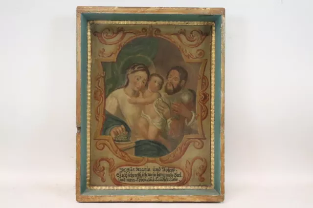 Heilige Familie Altarbild Ölgemälde auf Holz 18.Jhd (MÖ1722)