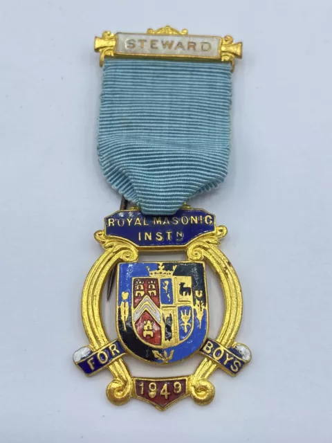 Vintage Royal Masonic Institution For Boys Steward Freemasonry 1949 Medal