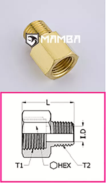 Brass Turbo Adapter Fitting Adapter 3/8 BSP Female to 3/8 BSP Male (50 pcs)