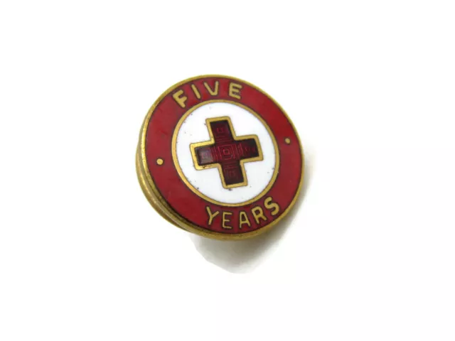 Red Cross Five Years Pin Red White & Purple Gold Tone