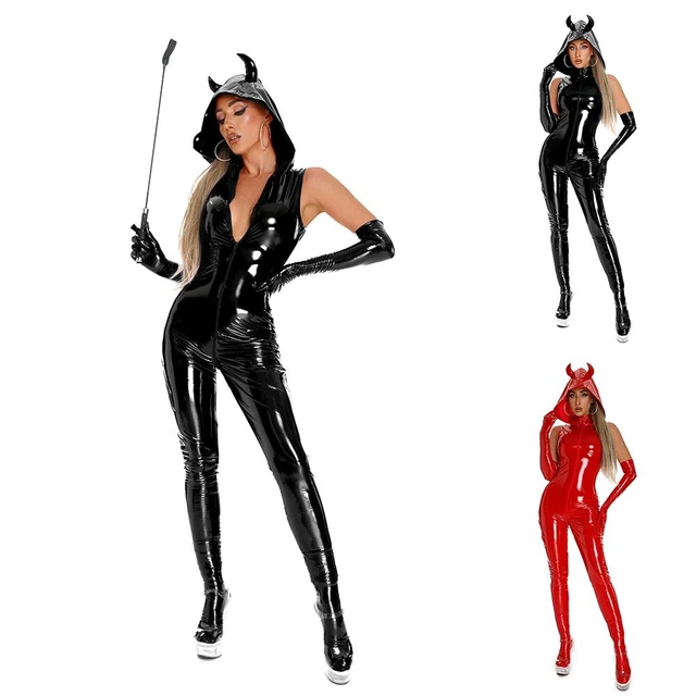 Femminile Tuta Regina Abito 1 Set Nero/Rosso Alla Moda Sexy senza Maniche