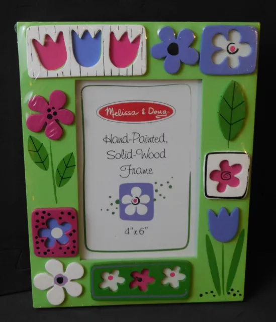 Melissa & Doug Hand Painted Wood Frame 4X6 Flowers #3119 New in Plastic Wrap